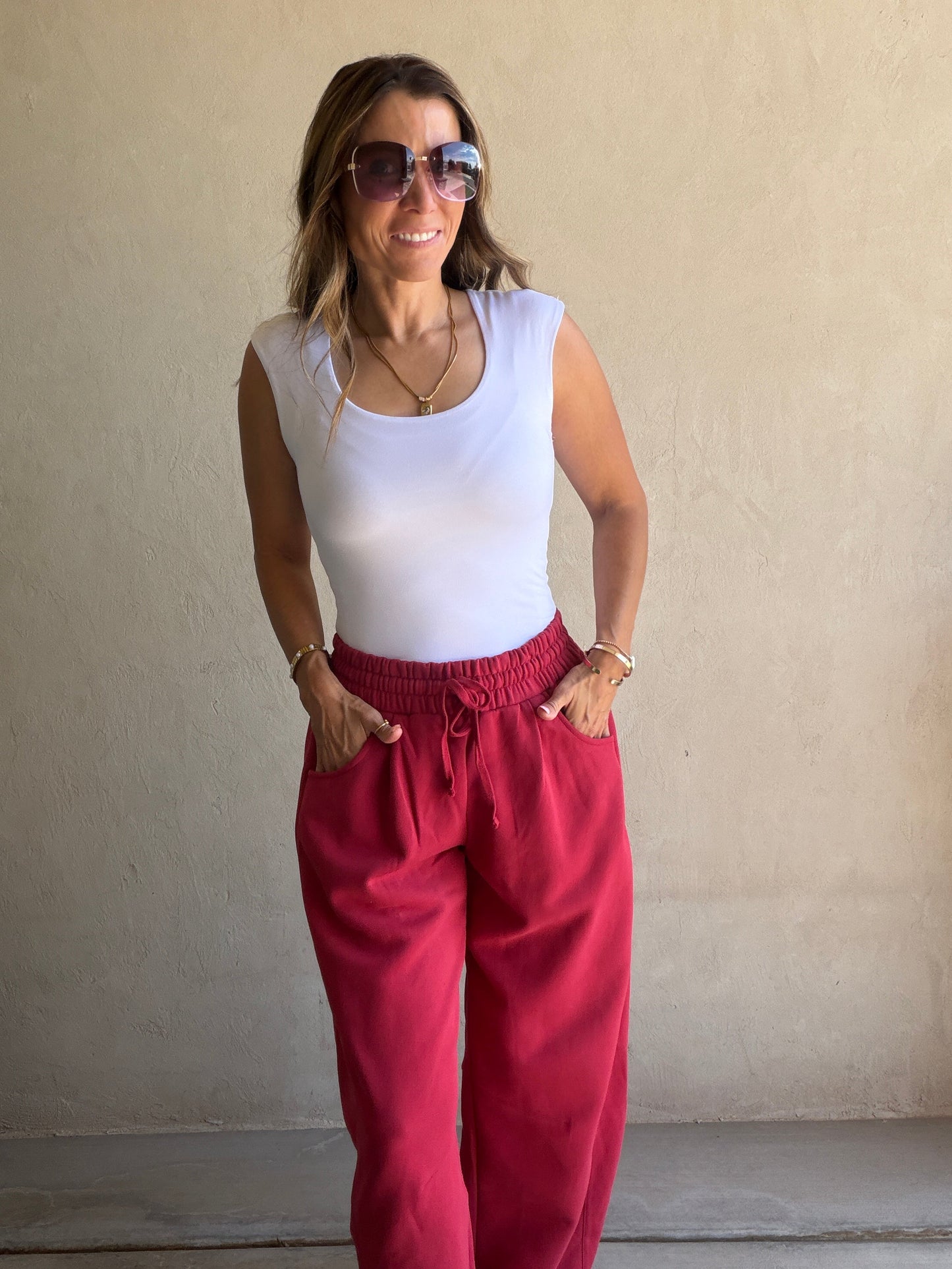 Barrel Sweatpants in Crimson
