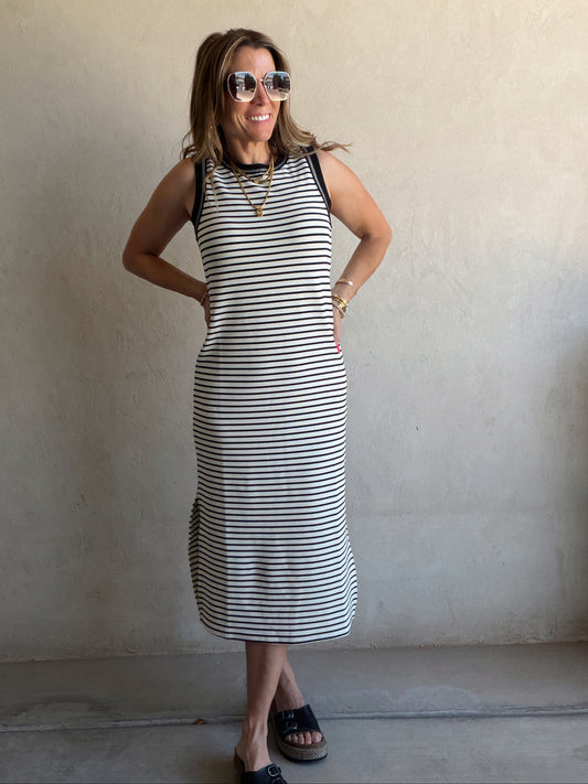 Iris Dress in Black & Cream