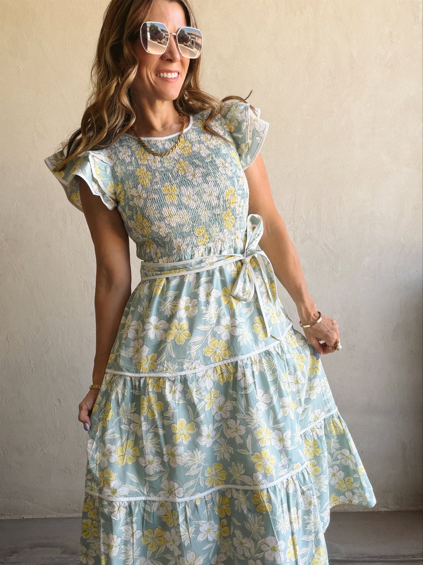 Cassandra Dress in Mint Floral