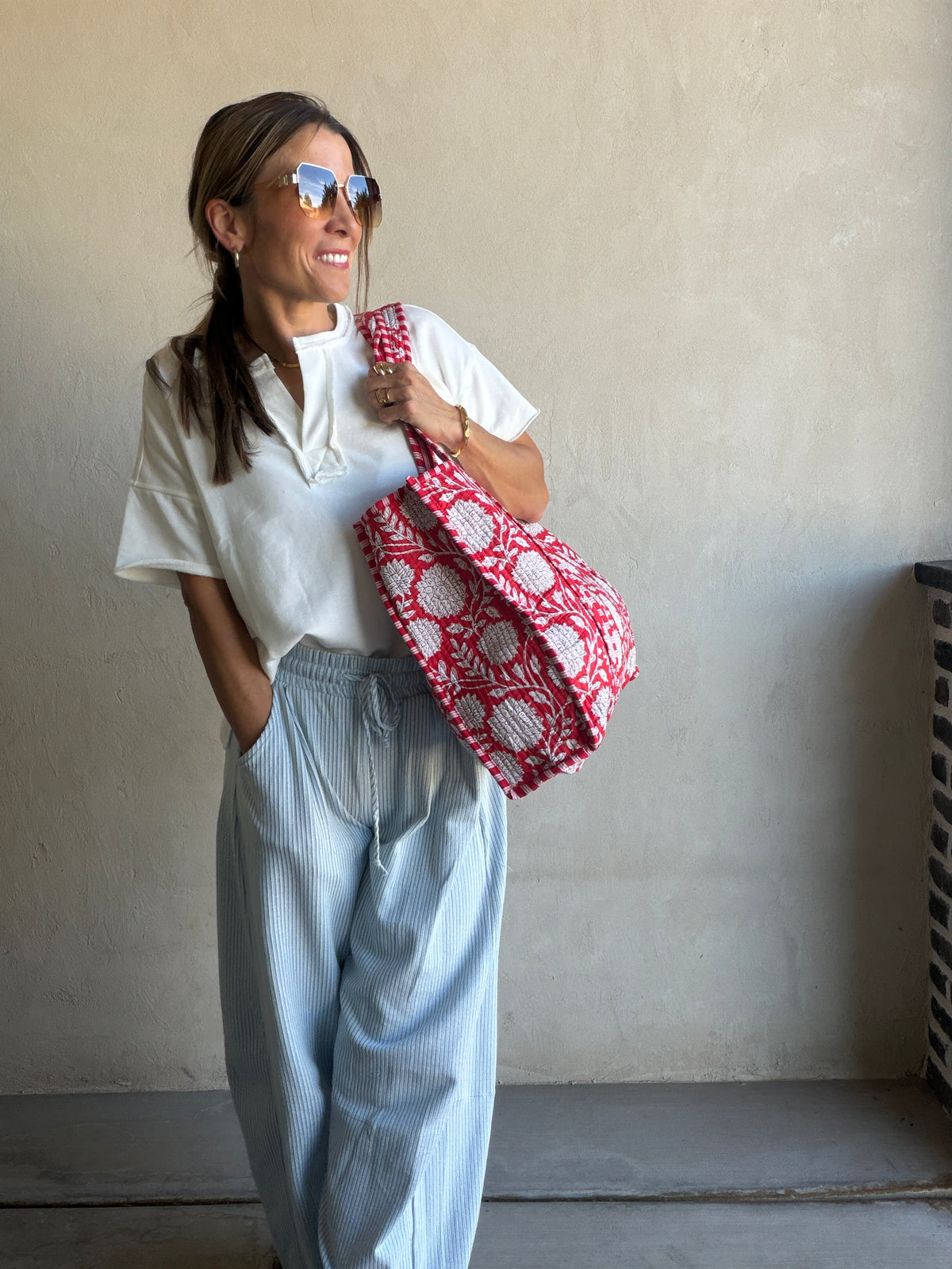 Mindee Quilted Bag – Red Floral