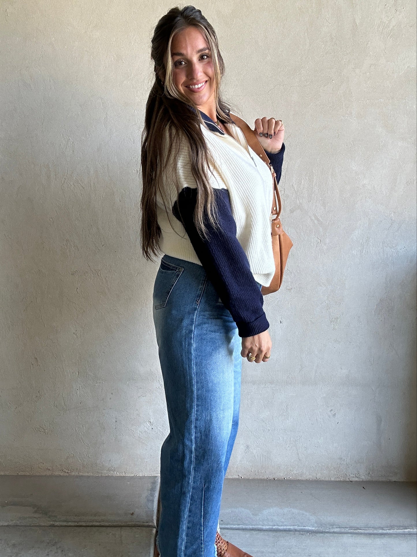 Kerianne Sweater in Navy & Cream