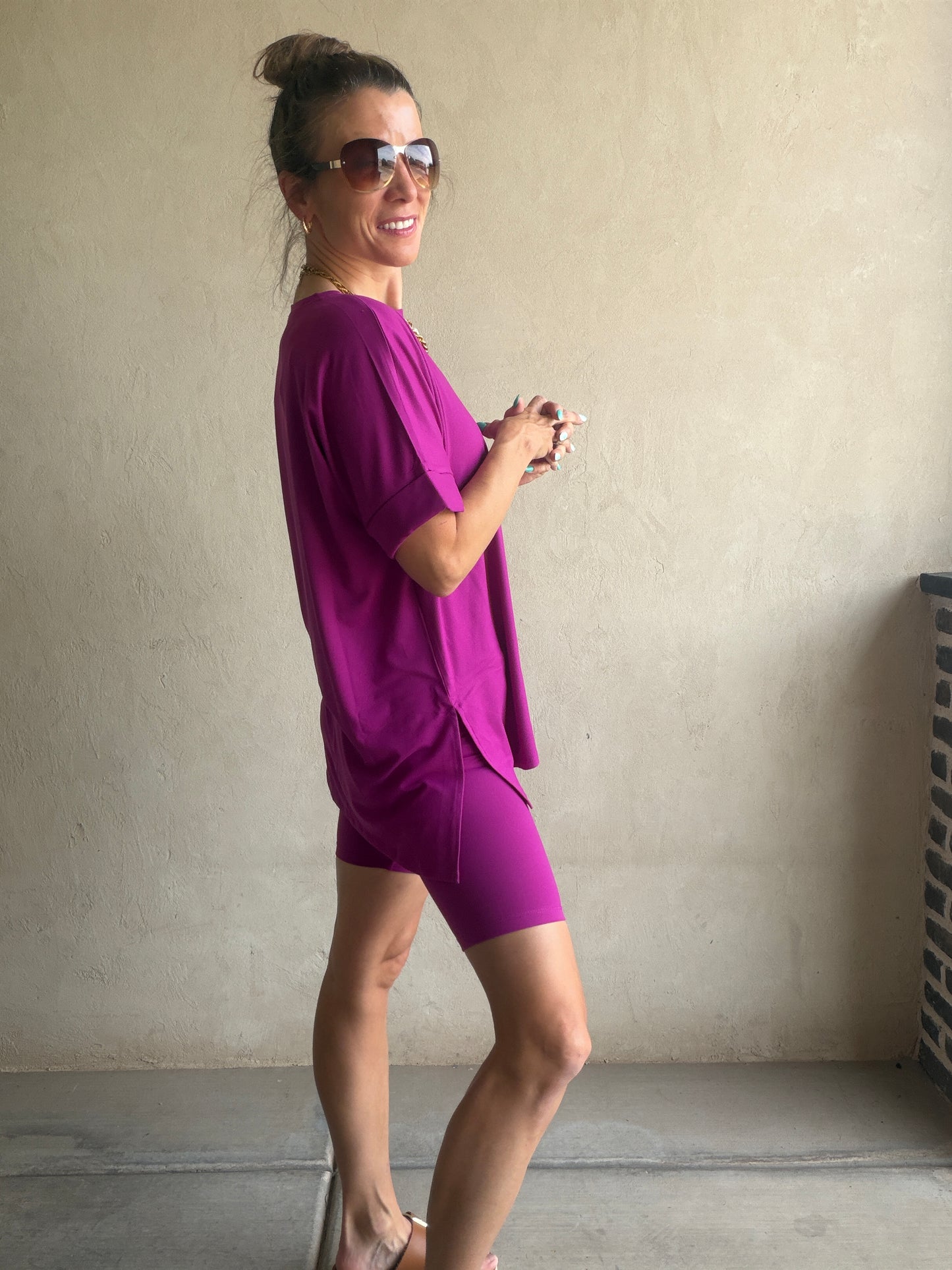 Jillian Heavenly Biker Set in Dark Magenta