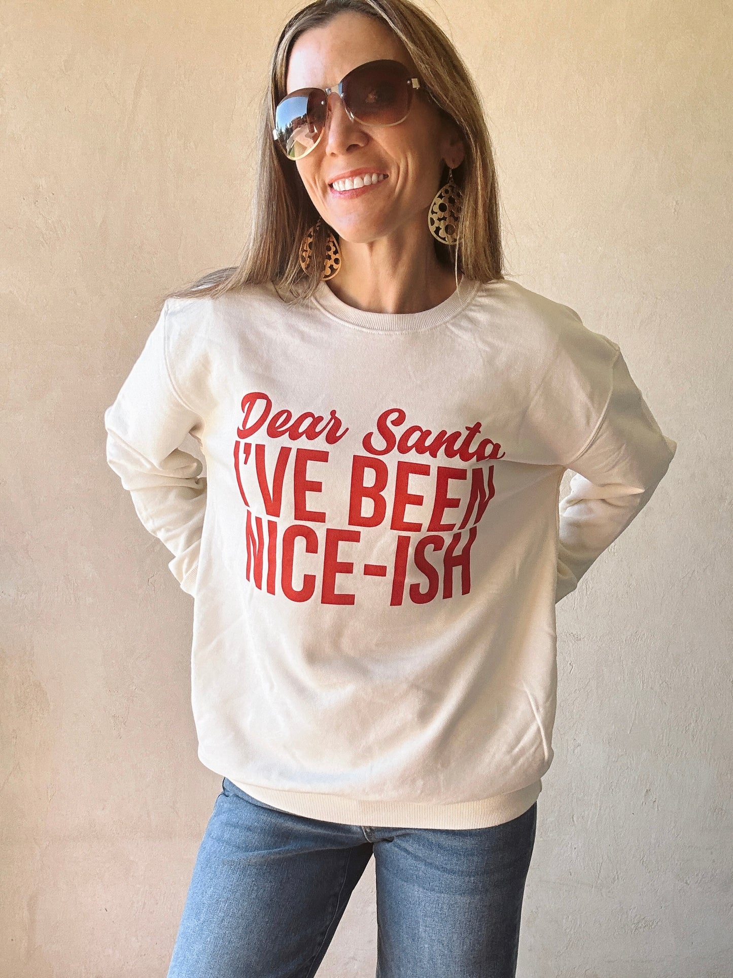 I've Been Niceish Santa Sweatshirt in Cream
