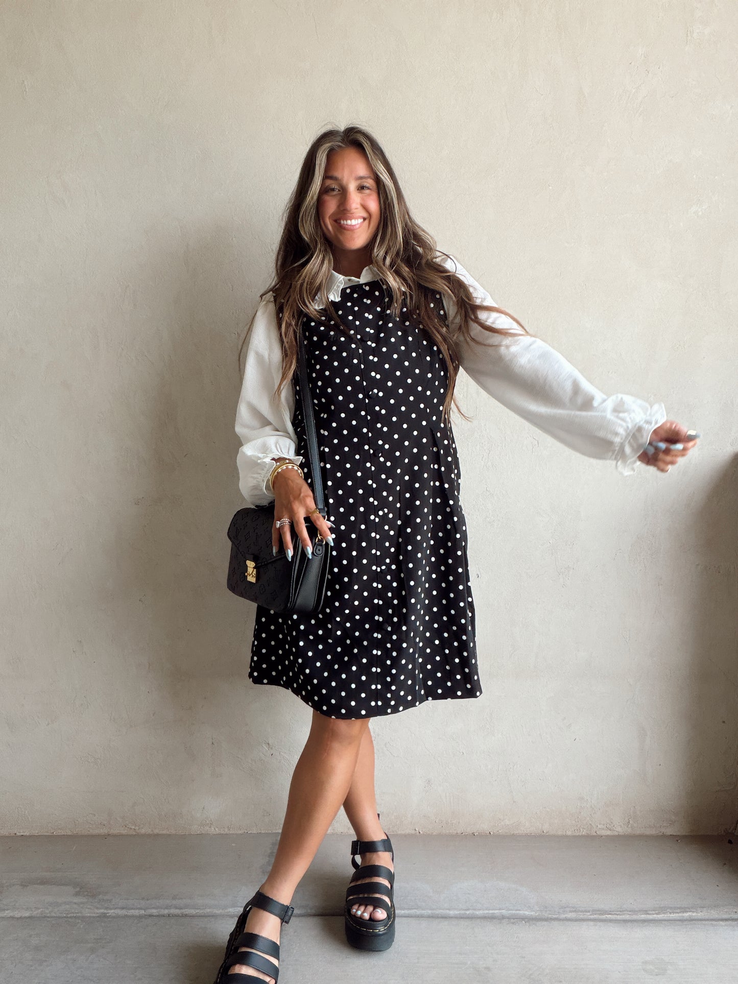 Keelee Polka Dot Dress in Black & White