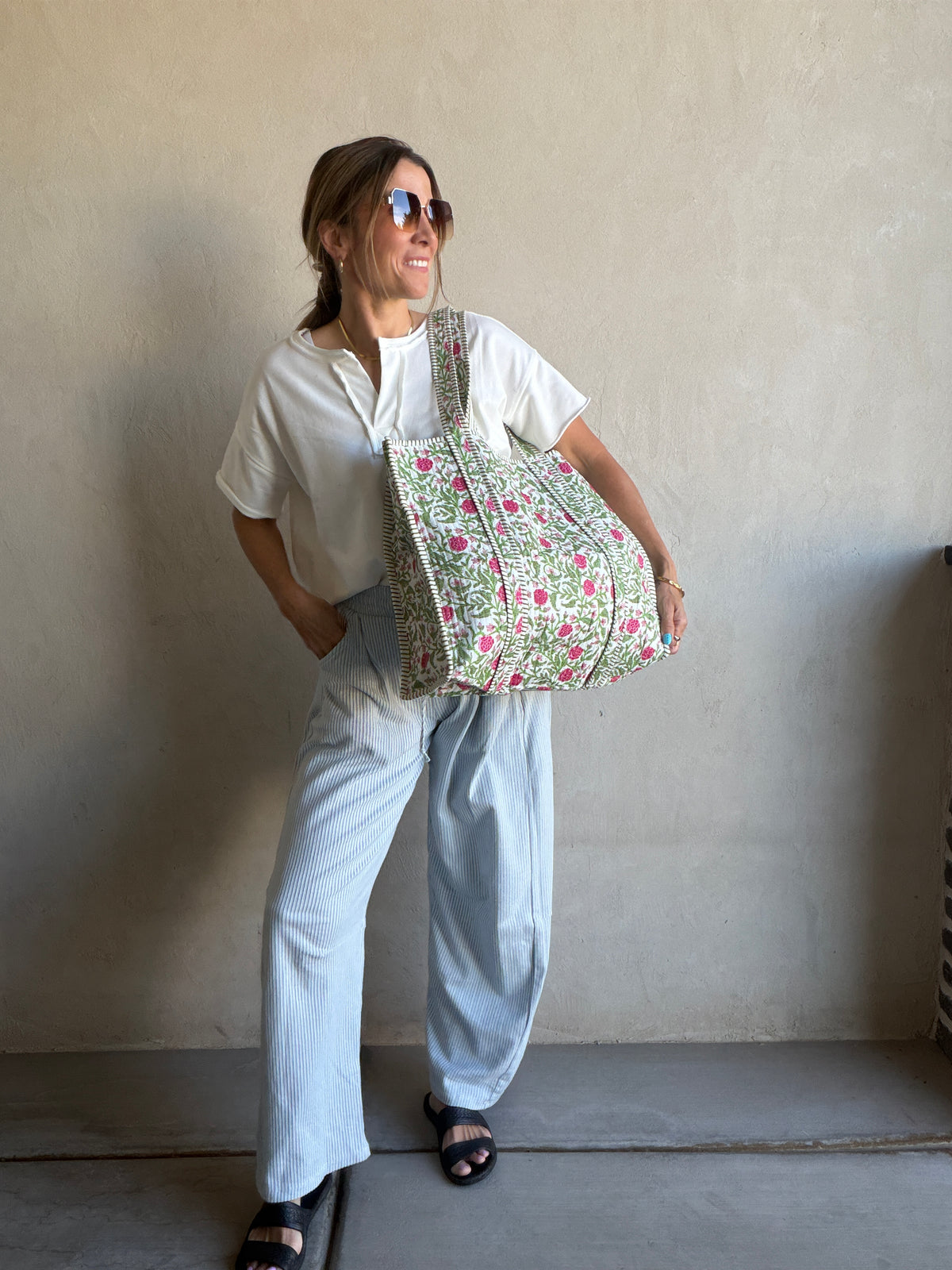 Mindee Quilted Bag – Green Leaf