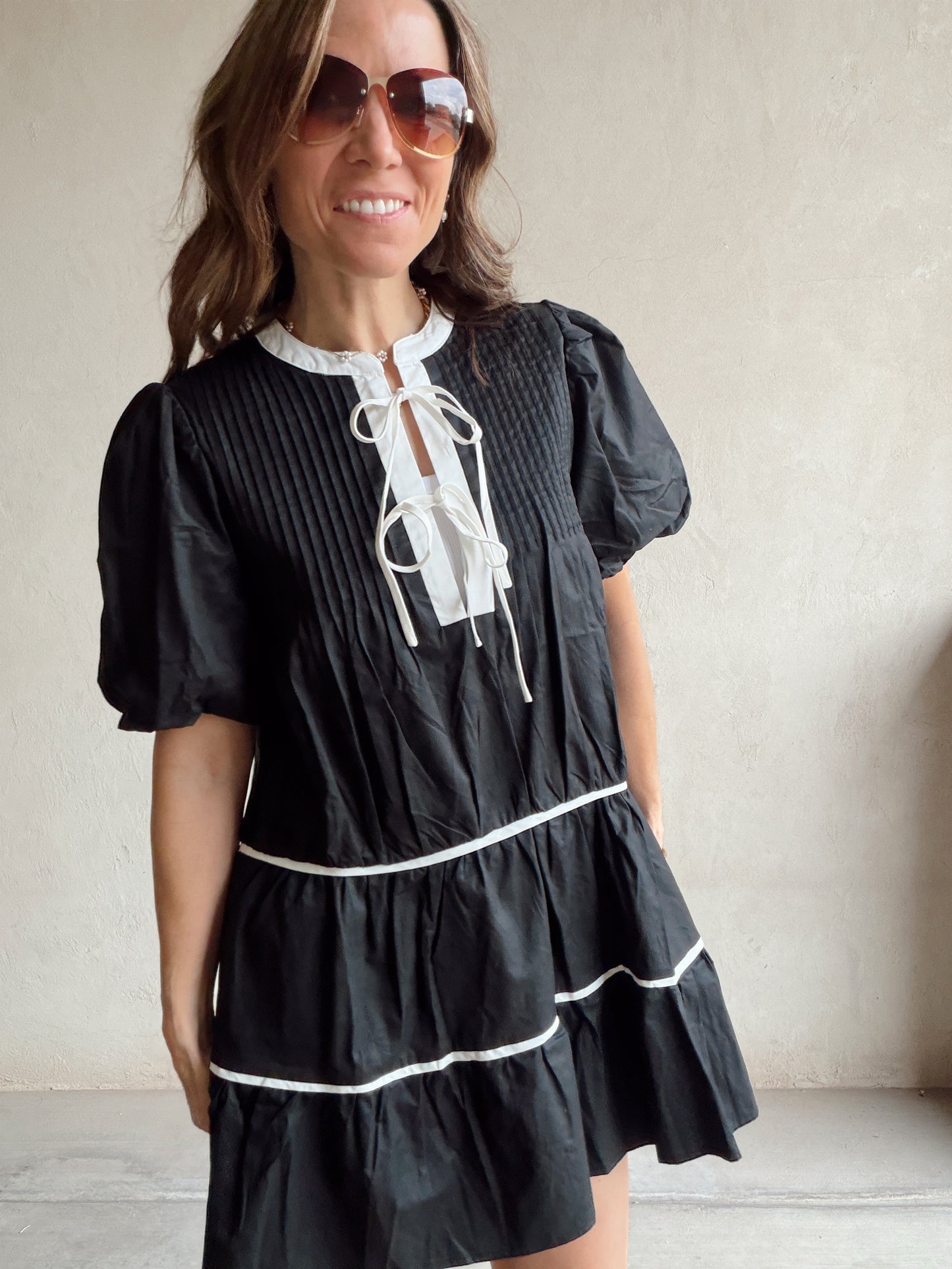 Piper Tiered Midi Dress in Black