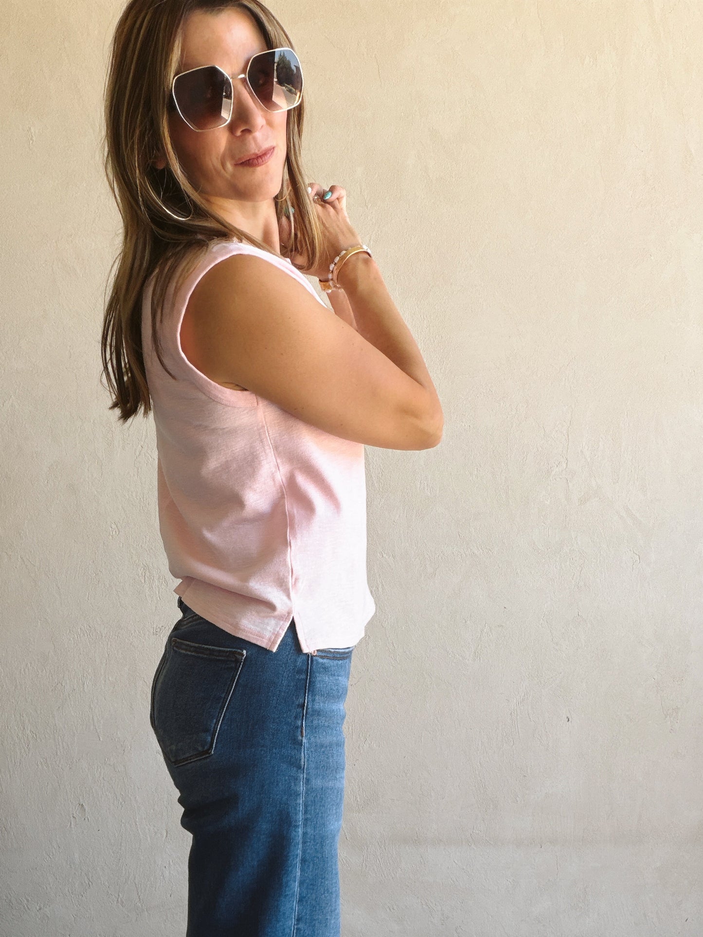 Wren Sleeveless Tank in Pink