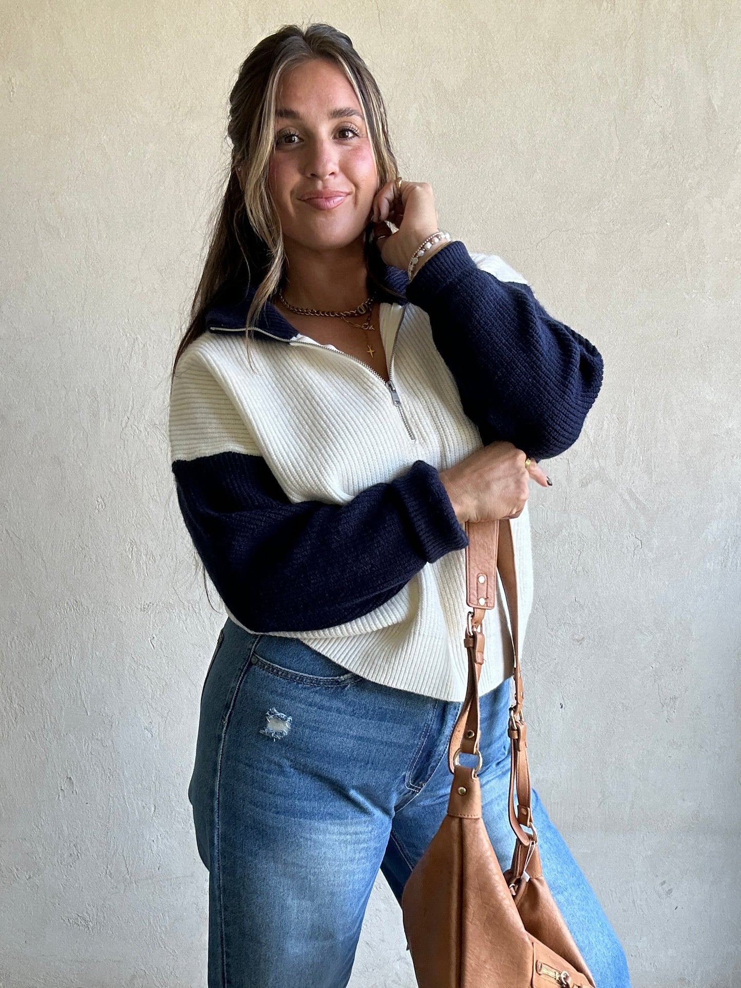 Kerianne Sweater in Navy & Cream