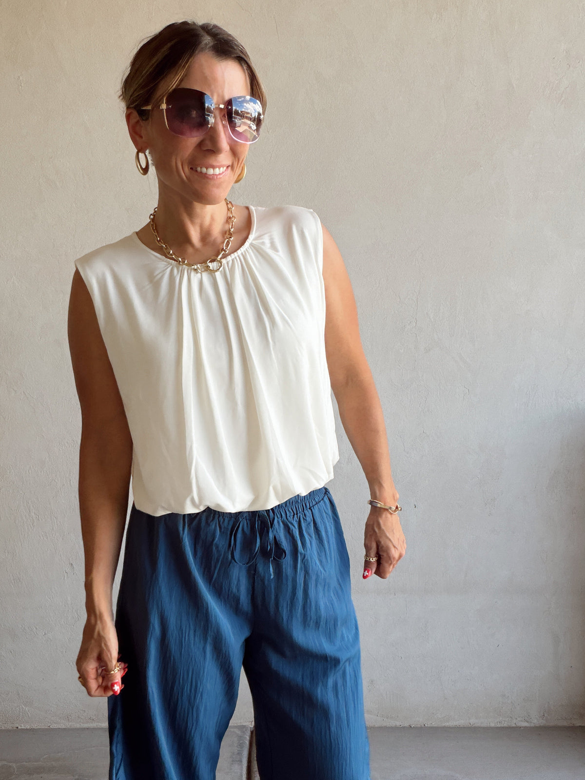 Wendy Double Lined Sleeveless Top in Ivory