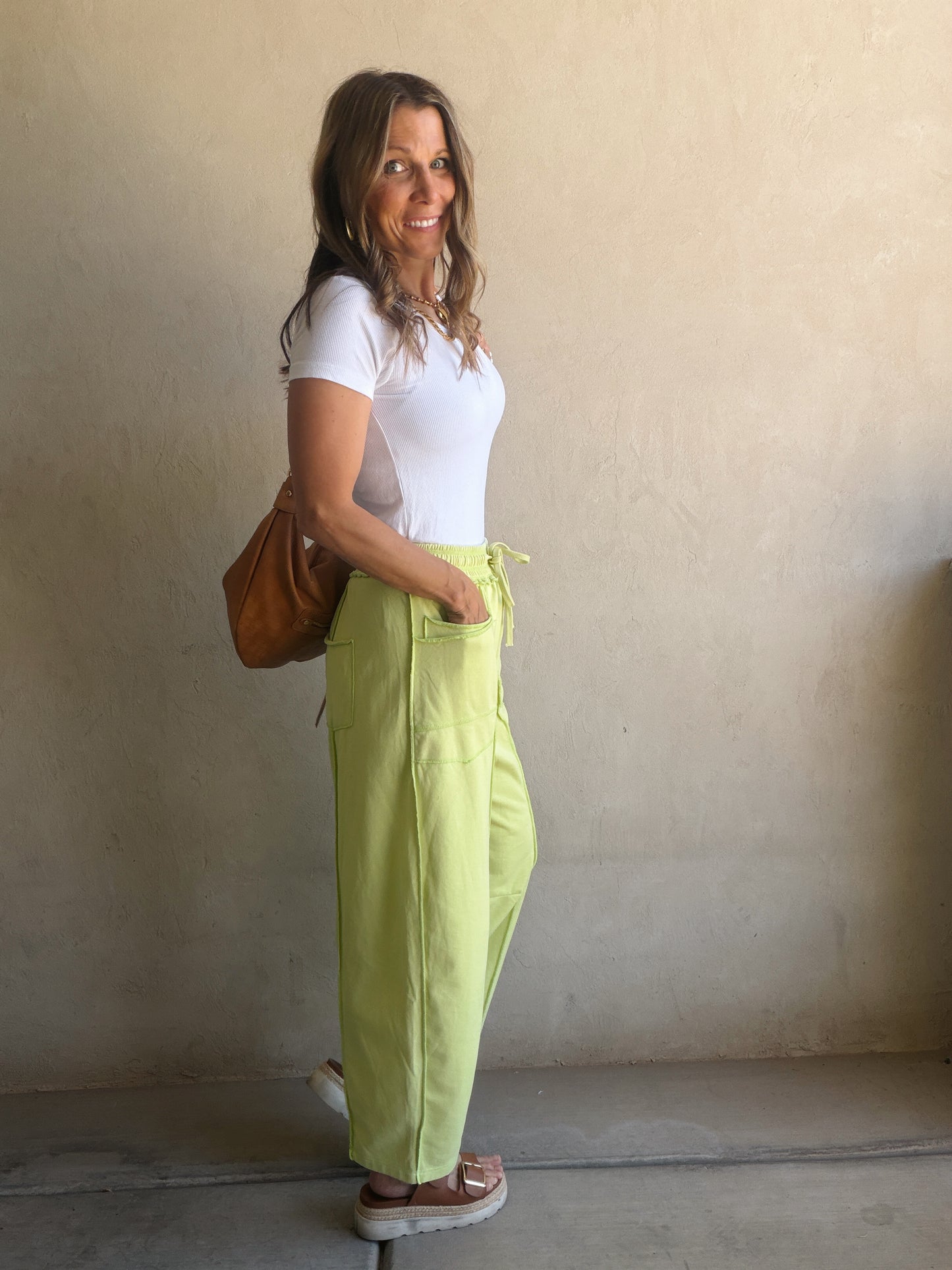 Heather Barrel Sweats in Citron