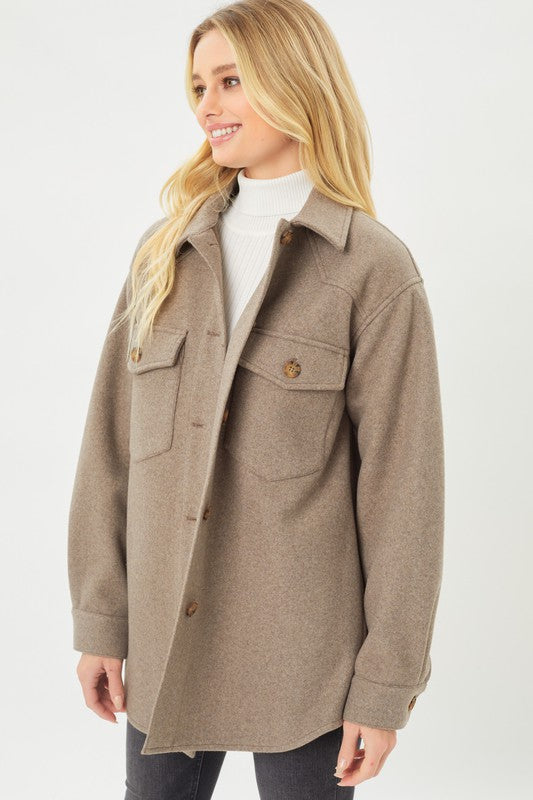 Fleece Oversized Shacket in Several Neutral Colors