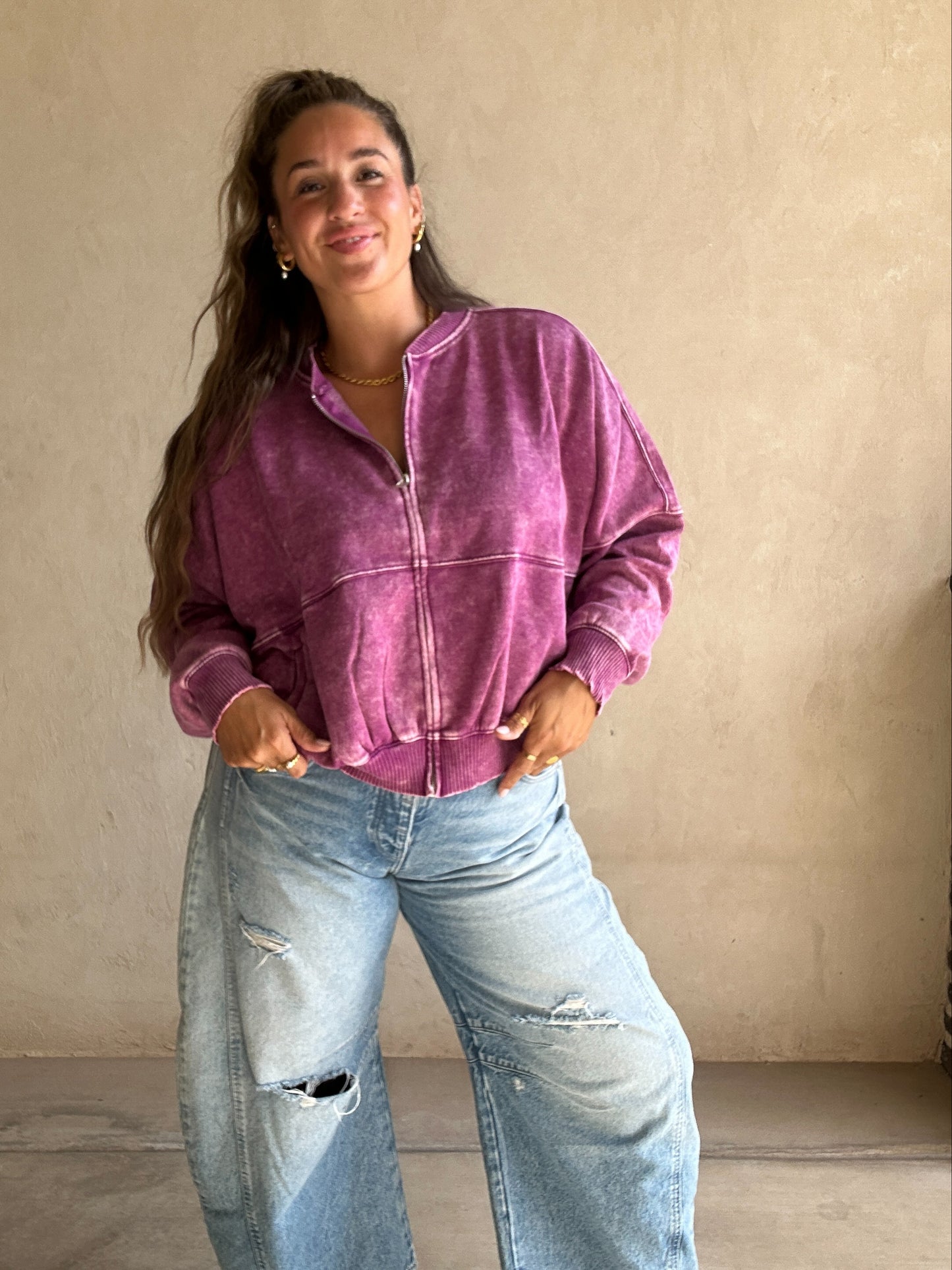 Kayla Bomber Jacket in Purple