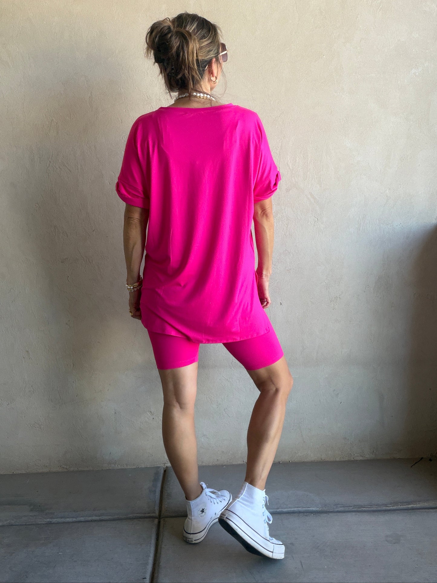 Jillian Heavenly Biker Set in Hot Pink