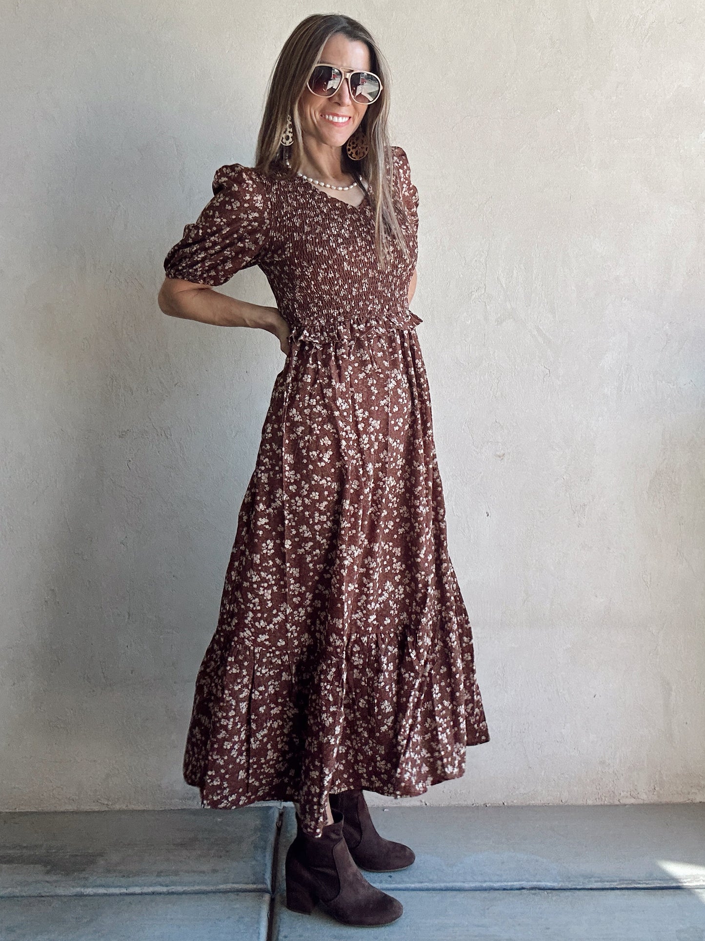 Raegan Dress in Brown