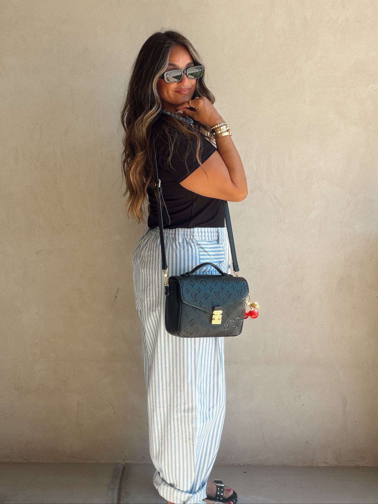 Jess Pants in Baby Blue & White
