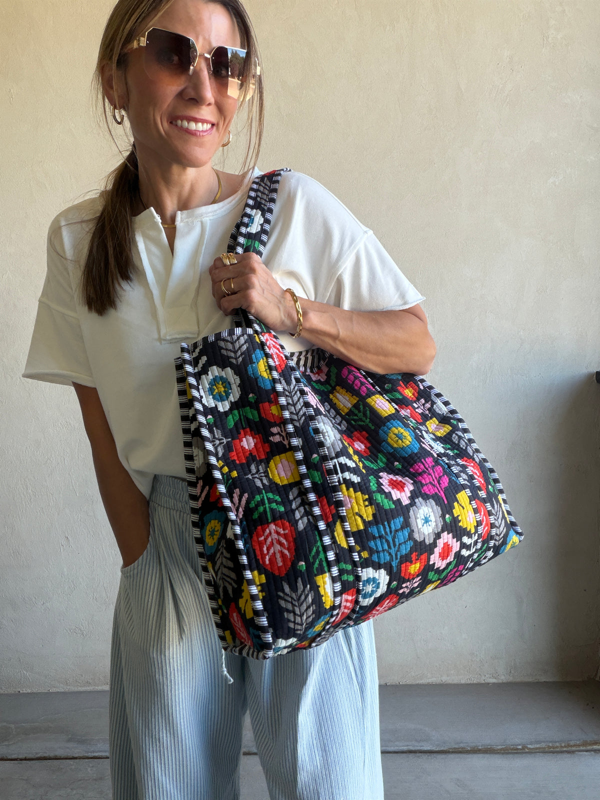 Mindee Quilted Bag – Black Floral