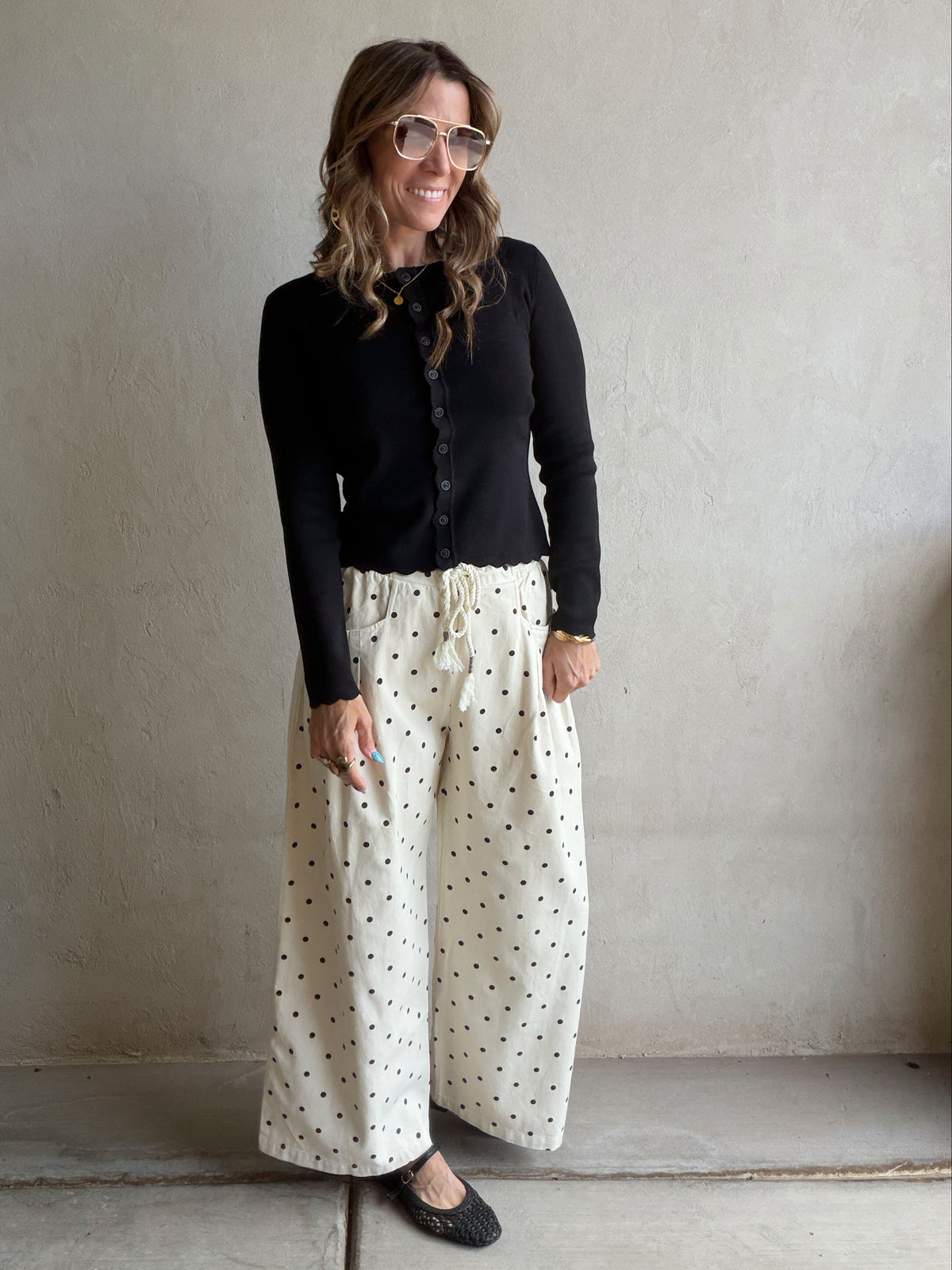 Penny Polka Dot Pants in Cream & Black