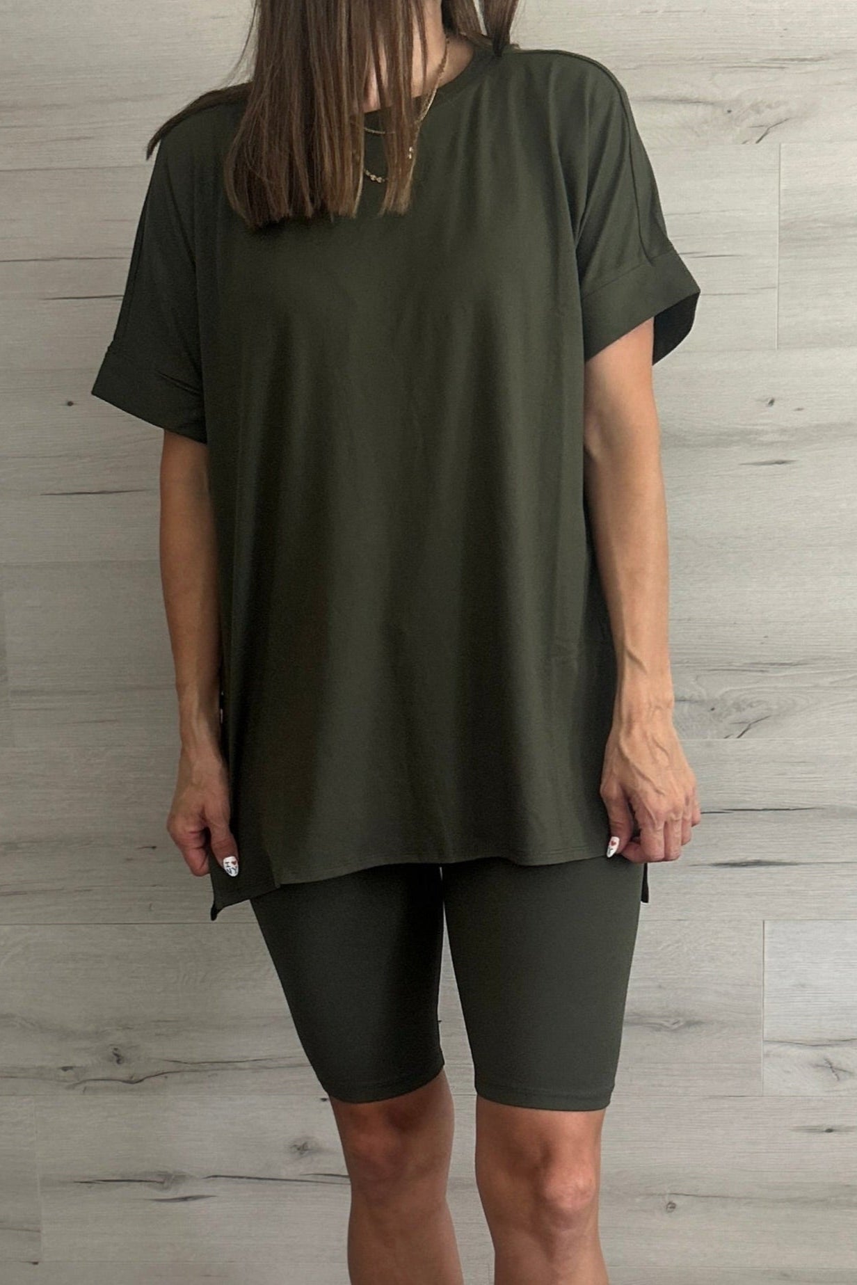 Comfy Cruising Biker Set in Olive