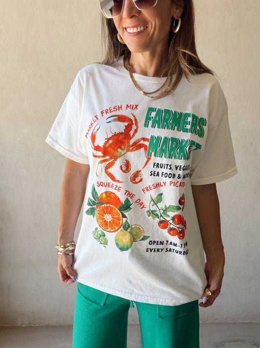 Farmer's Market Tee in Cream