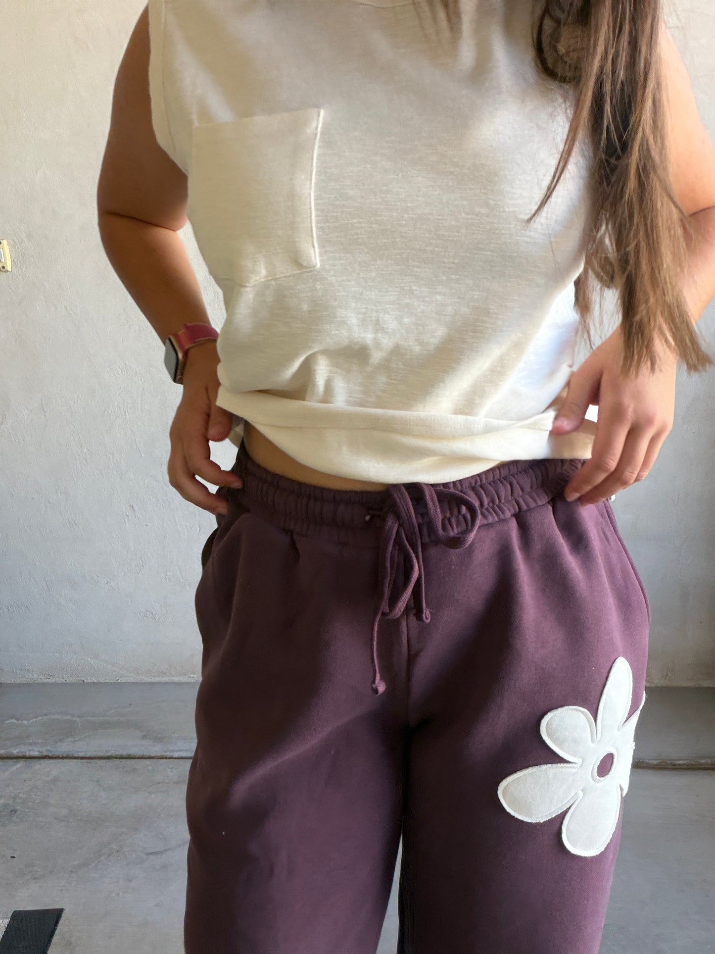 Flower Sweatpants in Eggplant