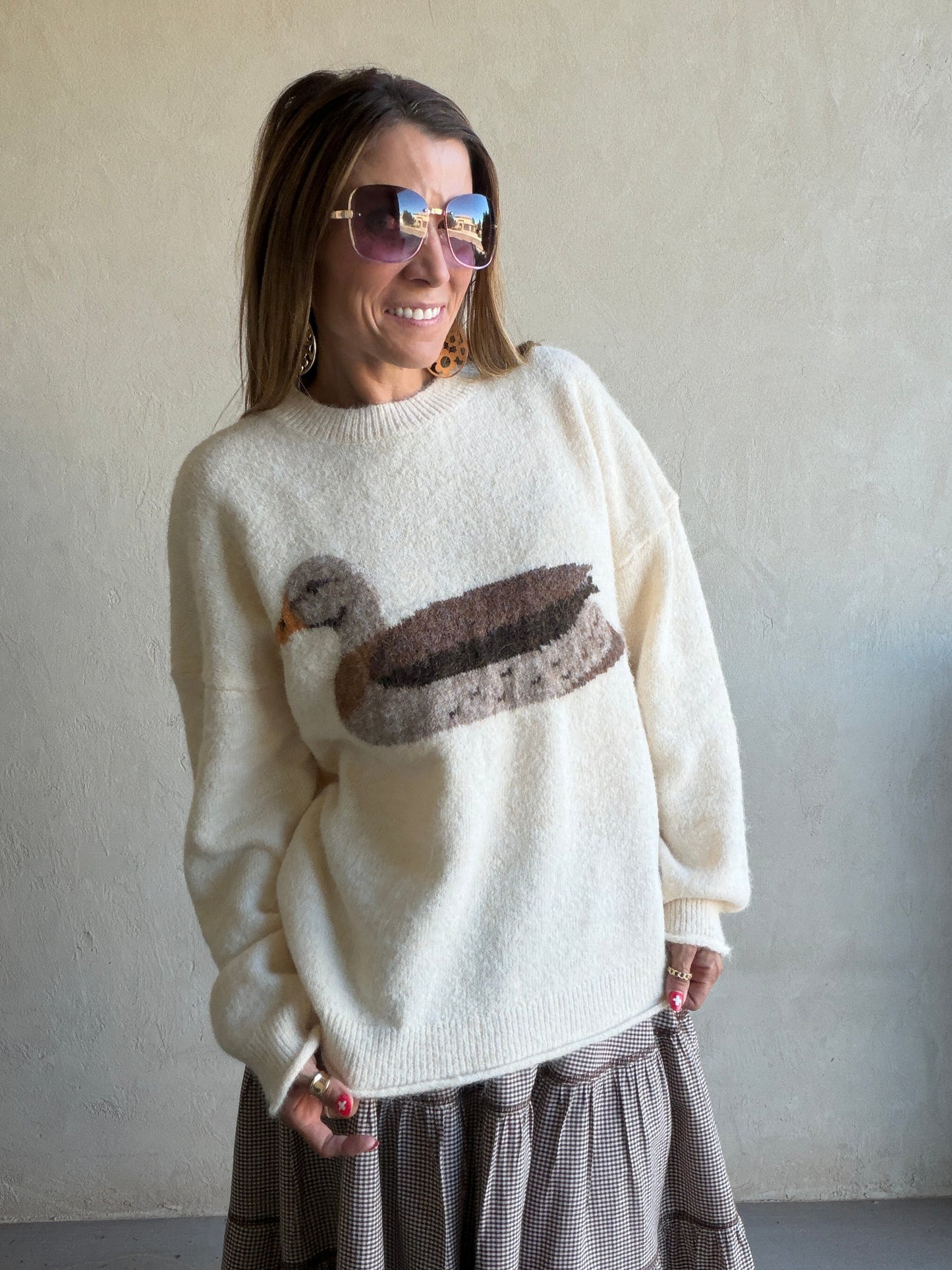 Mallard Duck Sweater in Cream