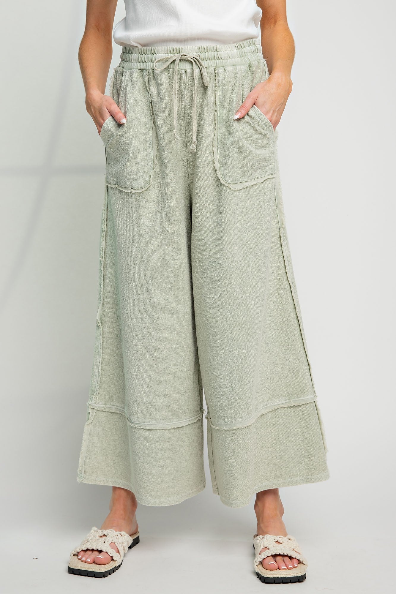 Wide Leg Palazzo Pants in Sage