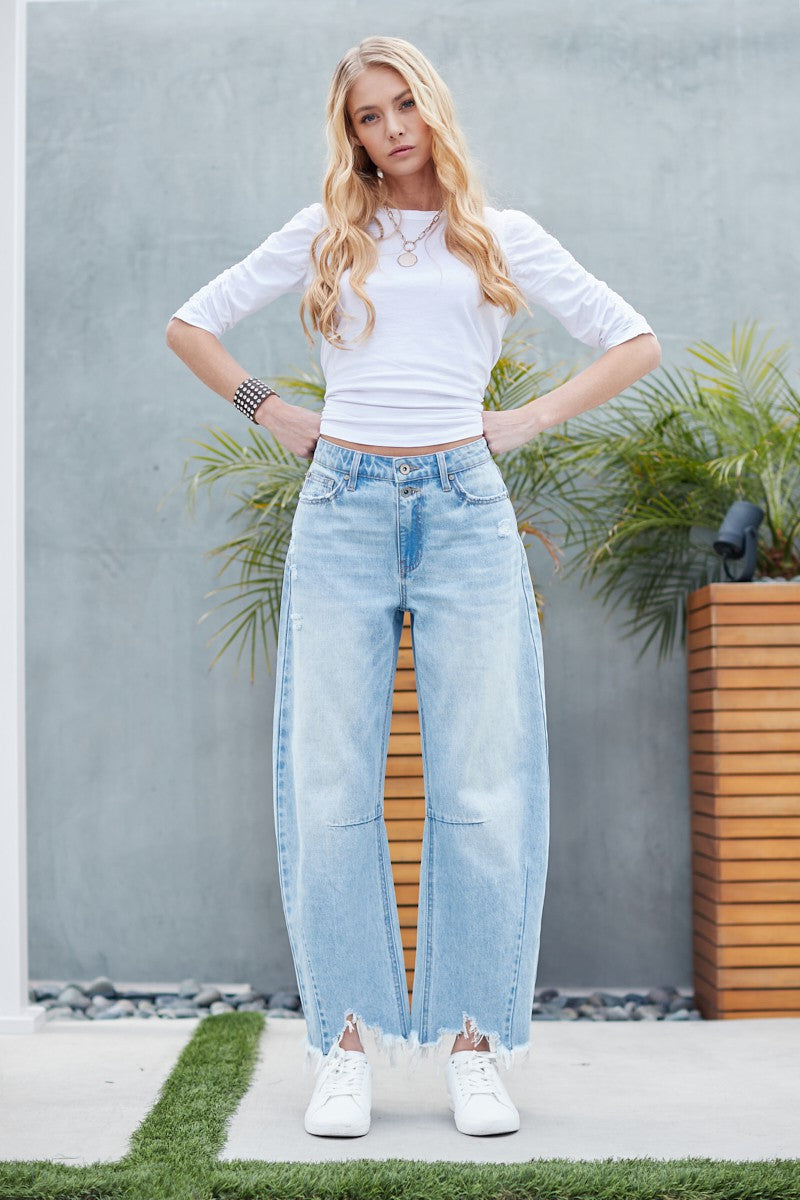 High Rise Slouchy Barrel Jeans in Light Wash