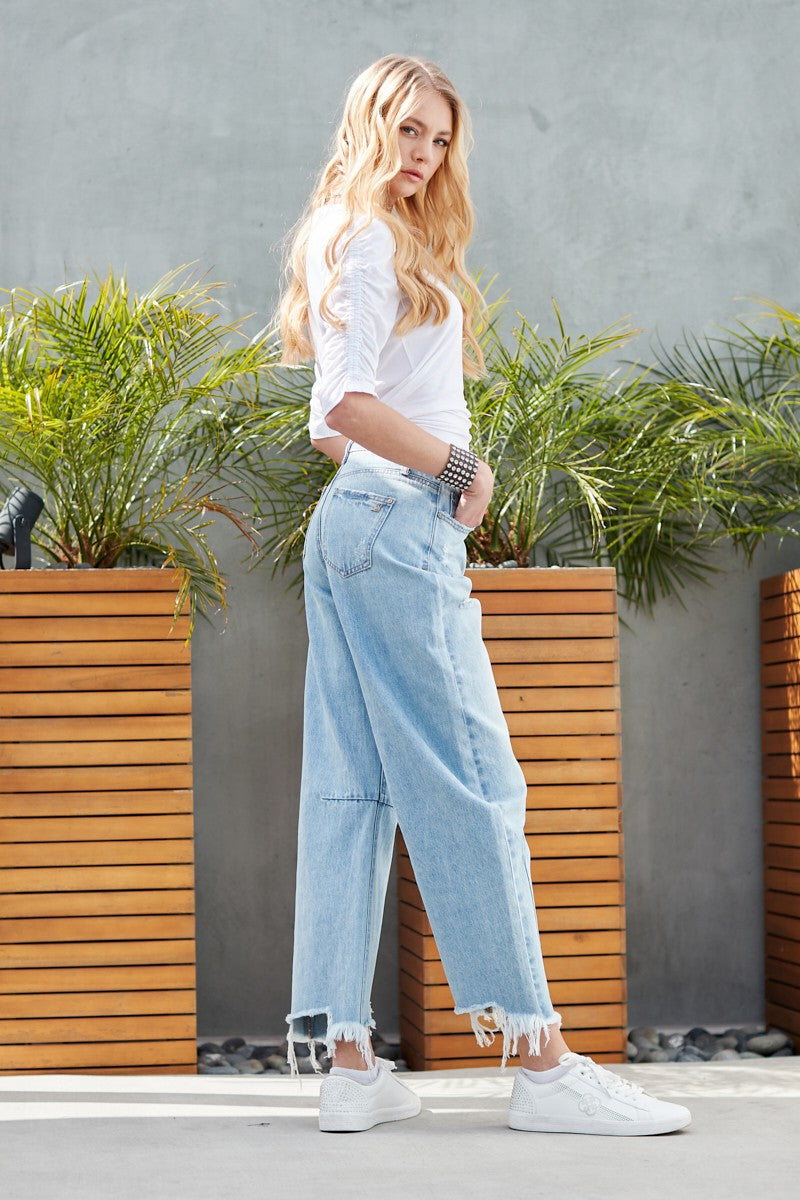 High Rise Slouchy Barrel Jeans in Light Wash