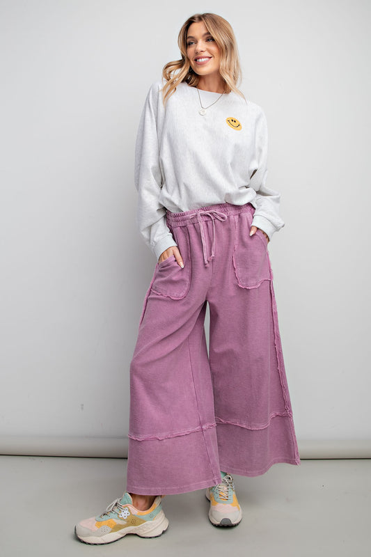 Wide Leg Palazzo Pants in Berry