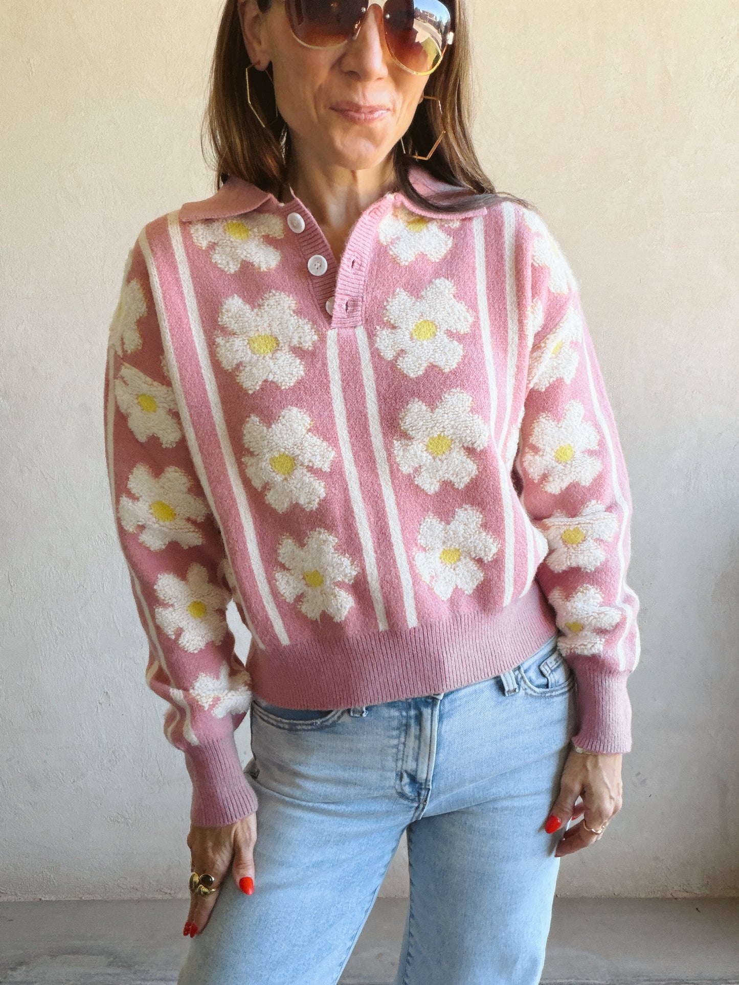 Shiloh Floral Sweater in Mauve