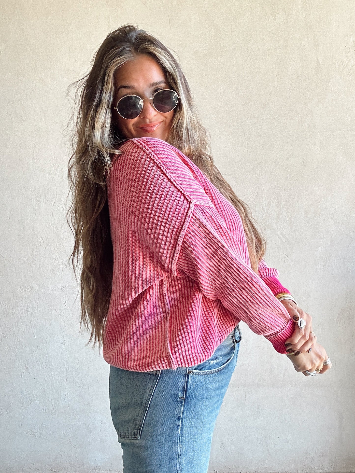 Tonya Sweater in Mineral Washed Pink