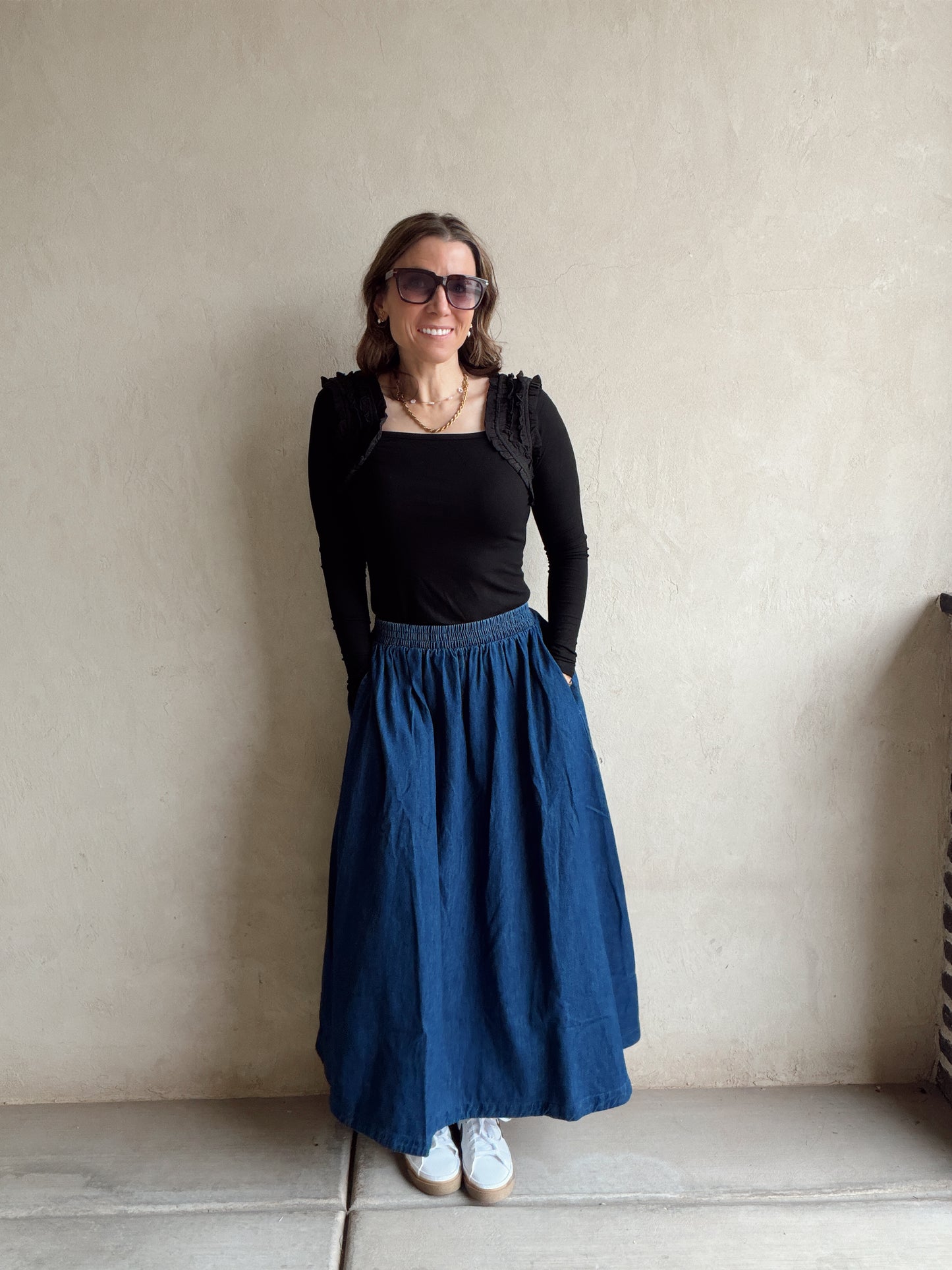 Ashley Square Neck Top in Black