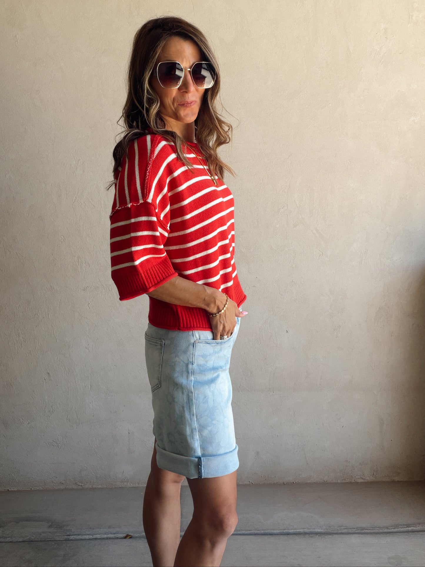 Willow Striped Top in Red