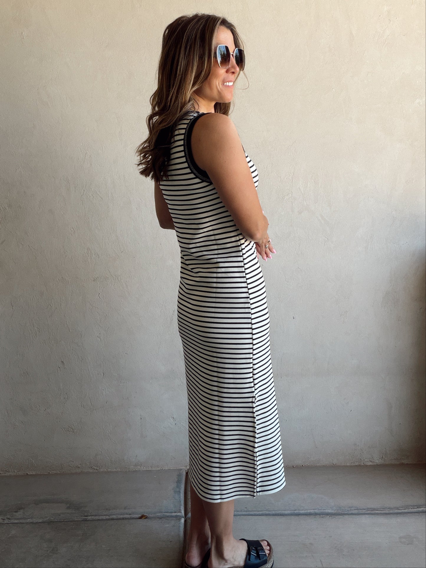 Iris Dress in Black & Cream