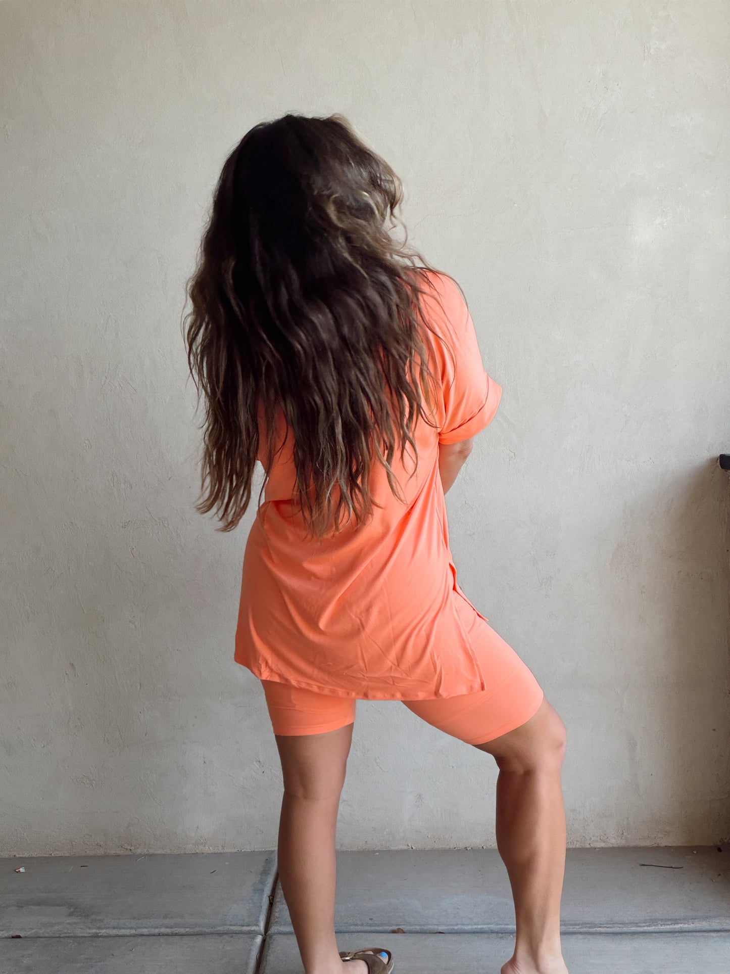Jillian Heavenly Biker Set in Coral