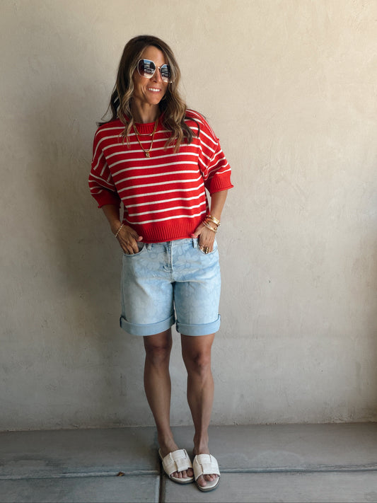 Willow Striped Top in Red