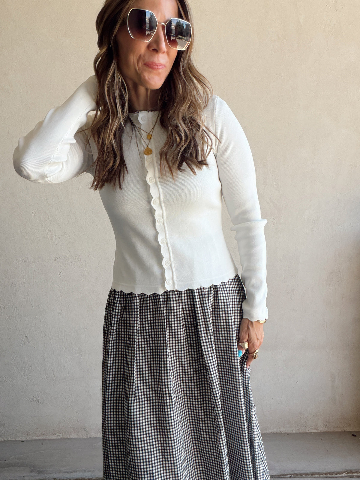 Caroline Scalloped Cardigan in White