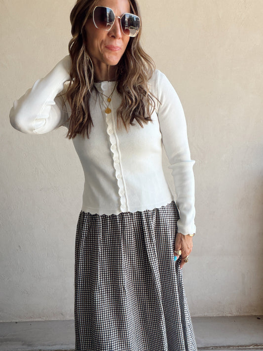 Caroline Scalloped Cardigan in White