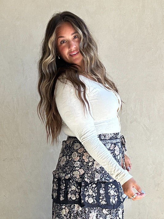 Annette Textured Seamless Cardigan in Cream