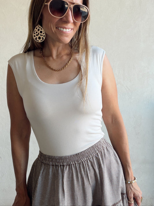 Talia Scoop Neck Tank in Sand
