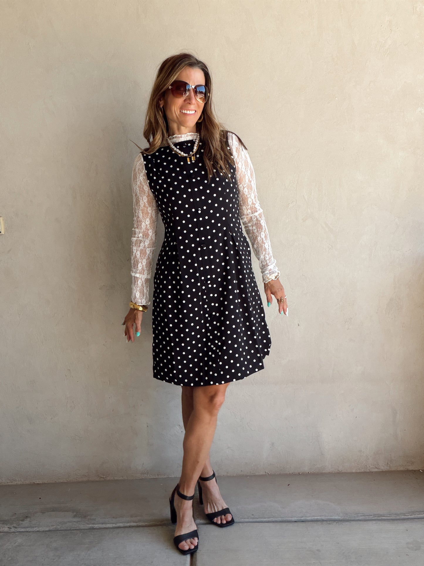 Keelee Polka Dot Dress in Black & White