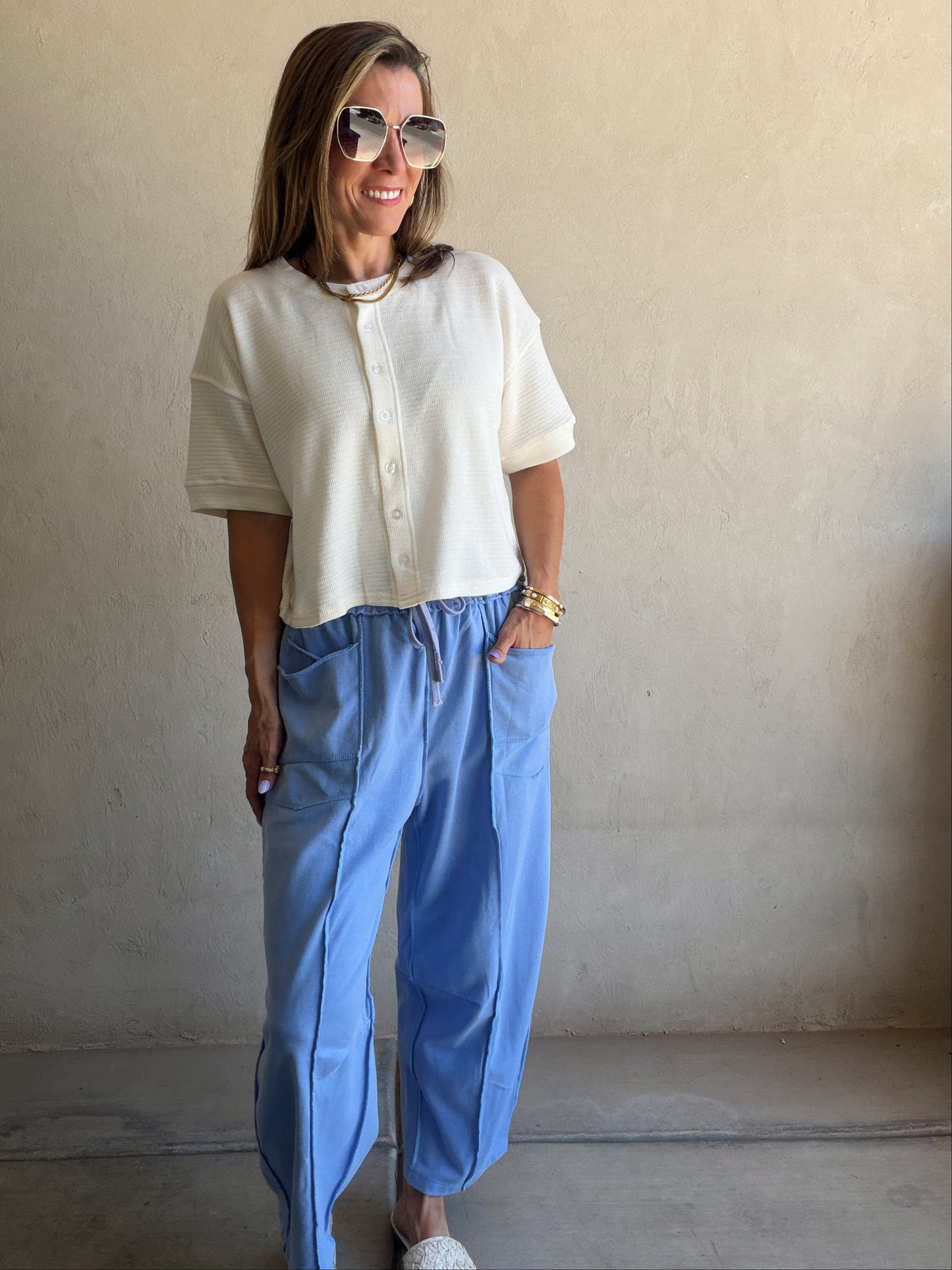 Heather Barrel Sweats in Periwinkle