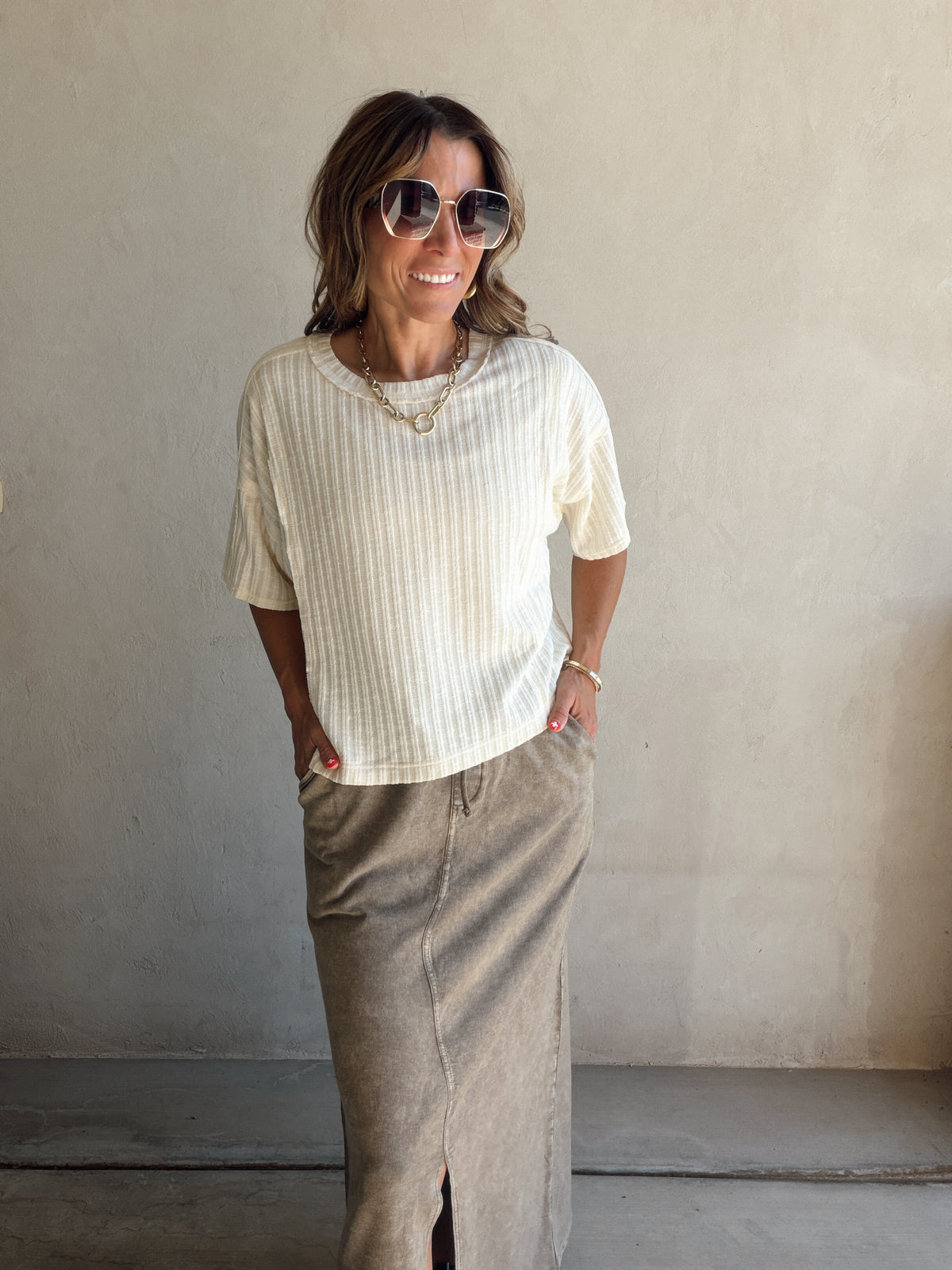 Evie Knit Top in Cream