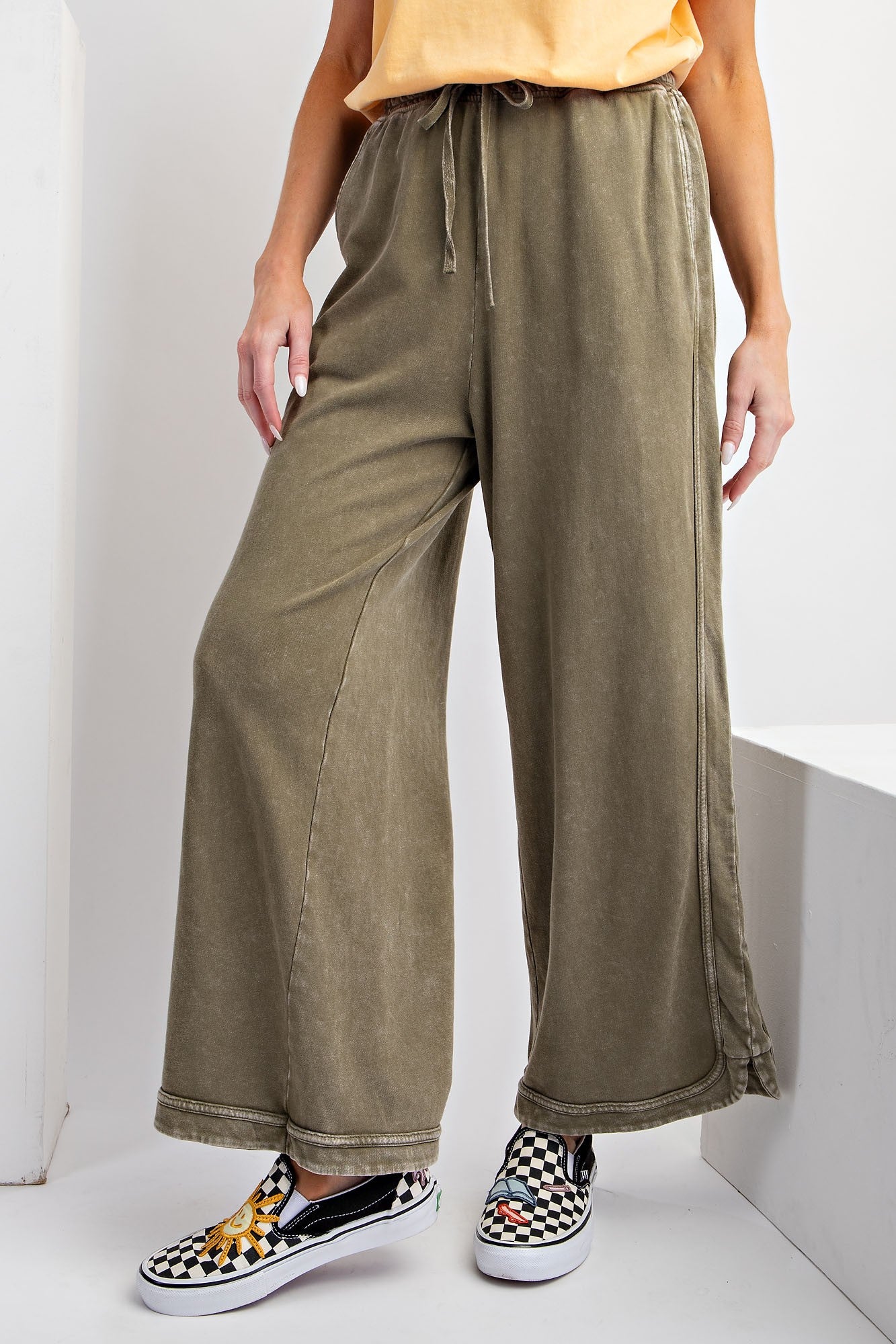 Loverly Palazzo Pants in Dusty Olive