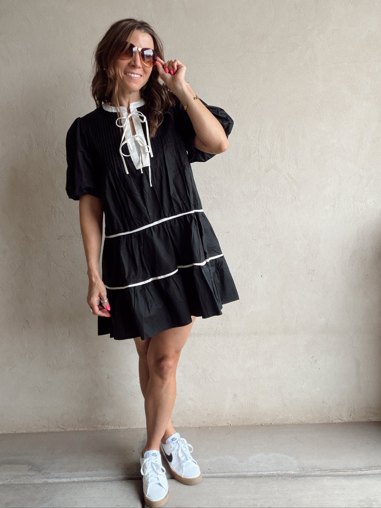 Piper Tiered Midi Dress in Black