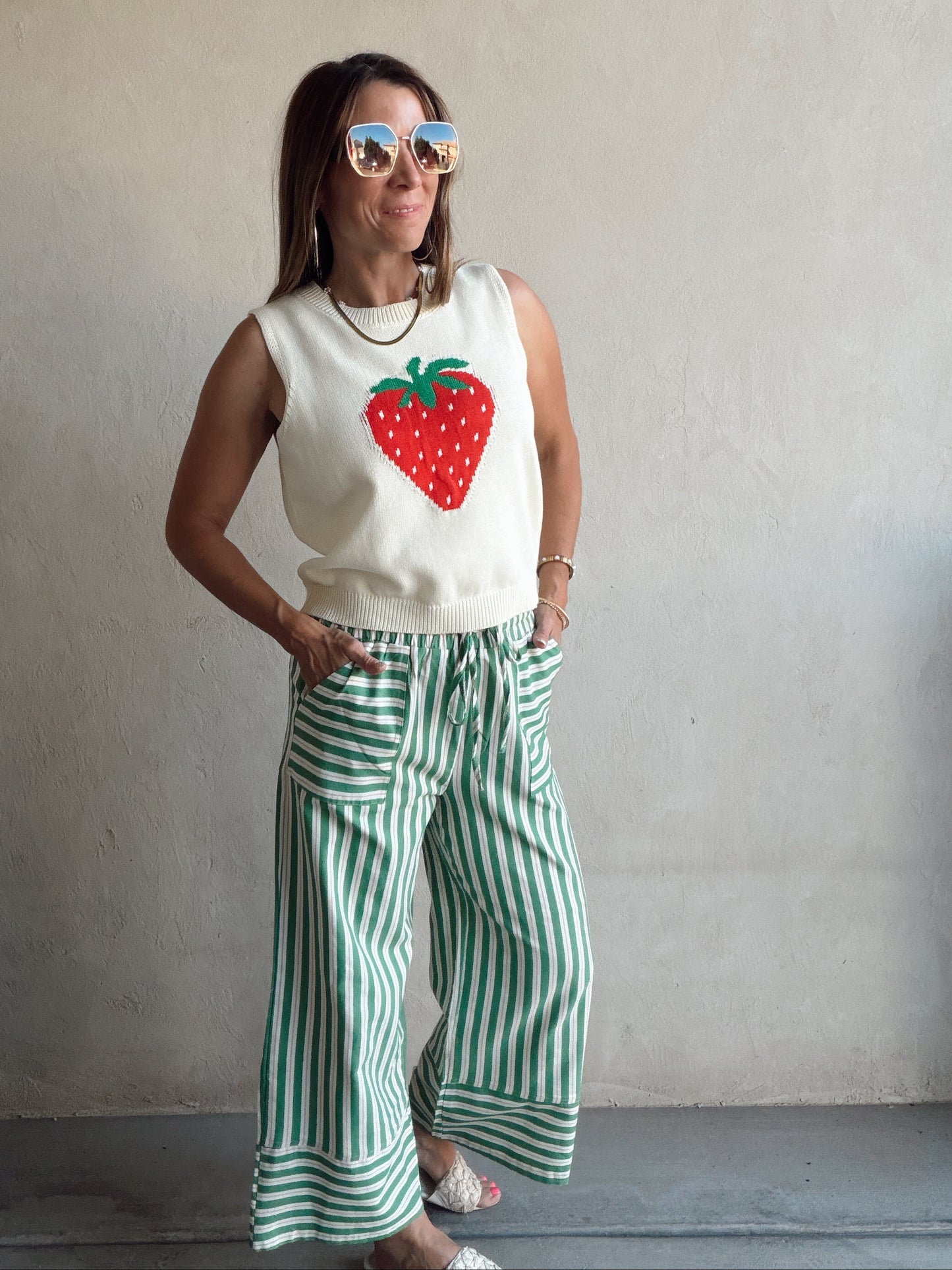 Vicki Strawberry Vest in Cream