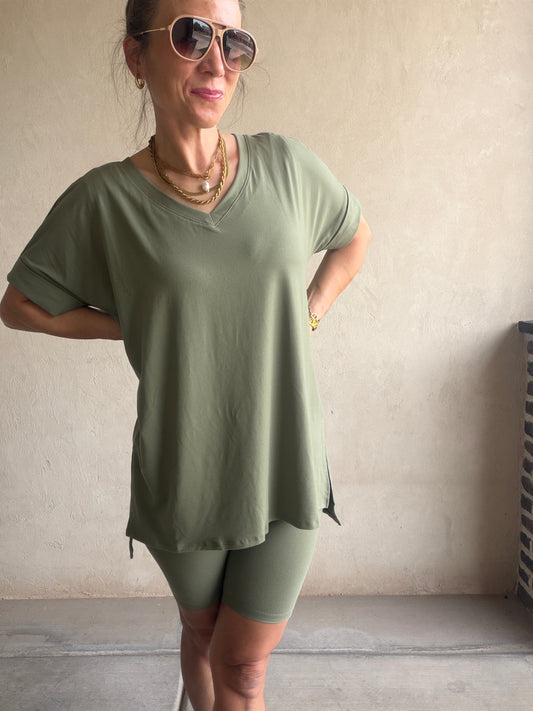 Jillian Heavenly Biker Set in Light Olive