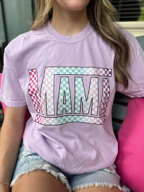 Rainbow Checkered Mama Tee