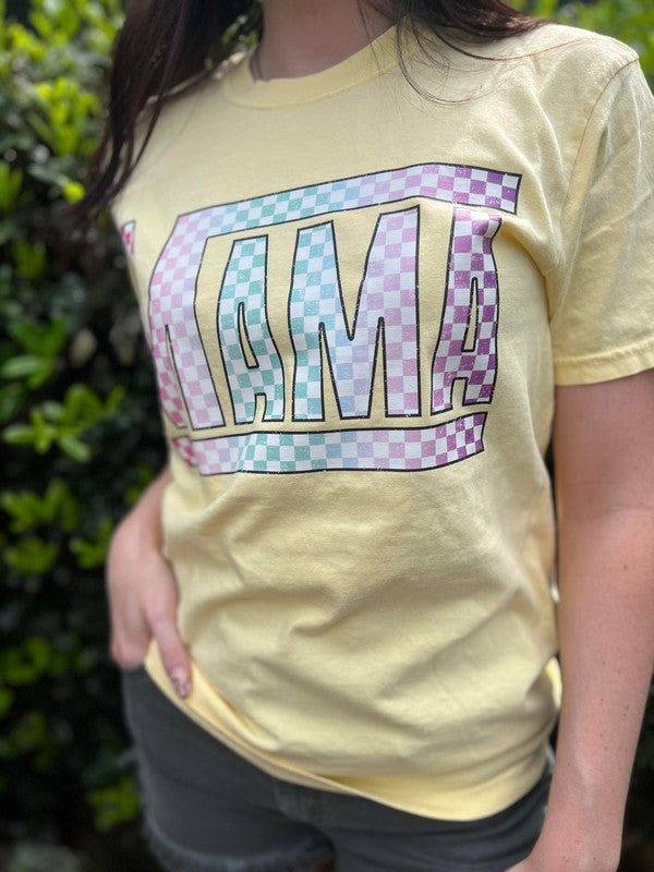 Rainbow Checkered Mama Tee