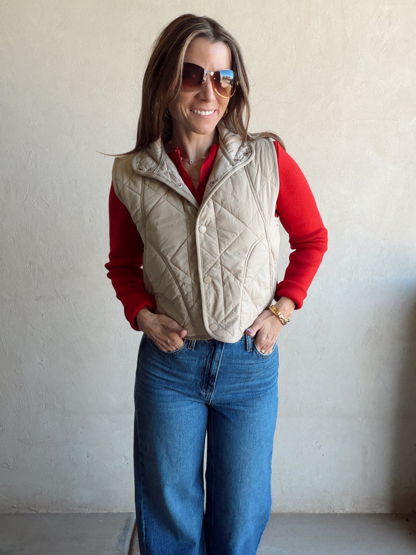 Rebecca Puffer Vest in Taupe